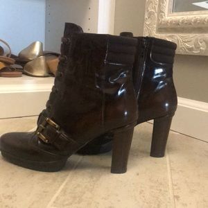 Brown leather booties